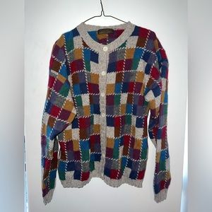 EDDIE BAUER PATCHWORK STITCHED CARDIGAN